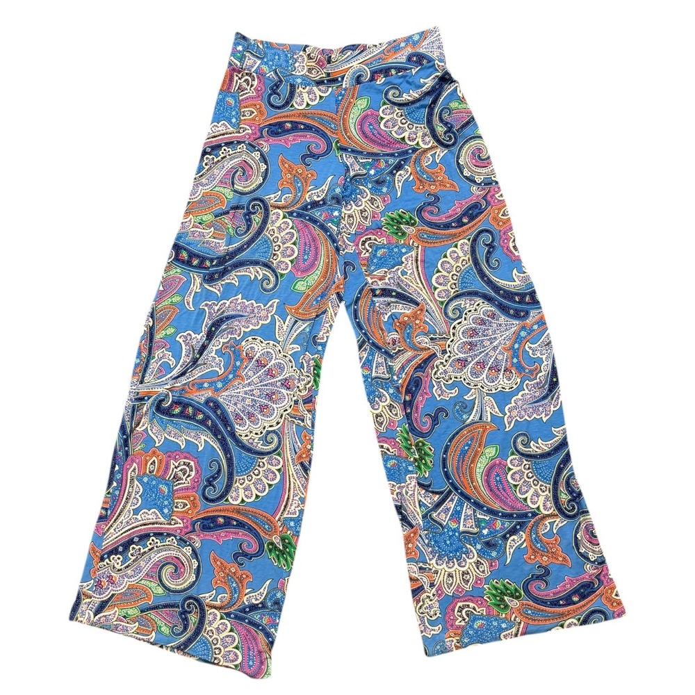 Ralph Lauren Psychedelic Bohemian Paisley Wide Leg Pants Soft Stretch Women's XS